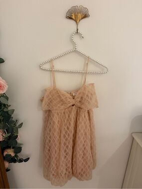 Storia Peach Bow Bubble Dress